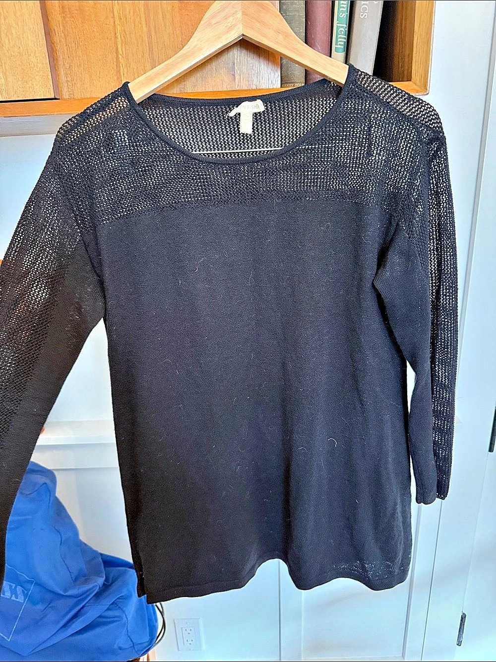 Eileen Fisher Black Open Knit Sweater Size Small